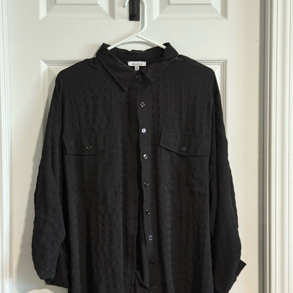 White Birch Black Button-Up Blouse
